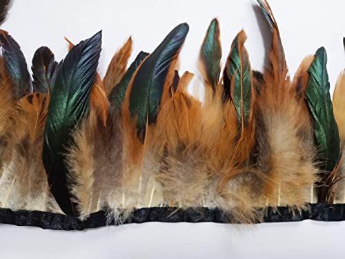 Wanjin Rooster Hackle Feather Fringe Trim Craft Feather 5-7 Inch Width Pack Of 2 Yards (Natural) #TOP1