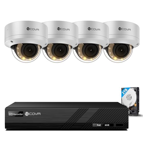 POE 防犯カメラ3台 と録画機 NVR セット 2TB HDD付 Amazon.co.jp: 4COVR 防犯カメラ PoE給電 有線 ドーム型カメラ 500万