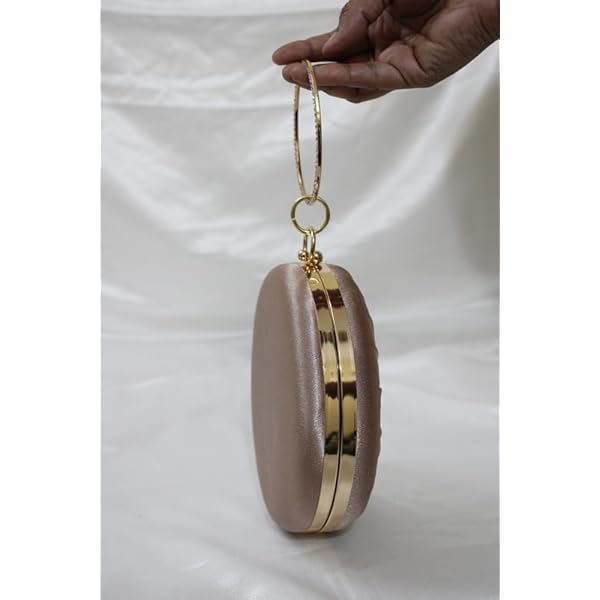 M R RETAIL ENTERPRISES Nude Vibes Circle Women's Floral Evening Clutch Ladies Party Wedding Round Purse Bag (Nude) - Image 5