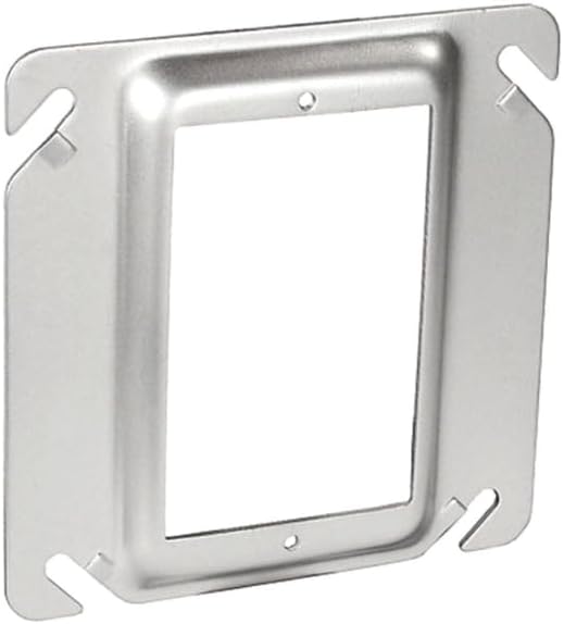 4-inch Square Electrical Box Device Mount Ring, 1-Gang, 1/4 inch Raised, Drywall/Plaster Ring, UL Listed, Steel (25)