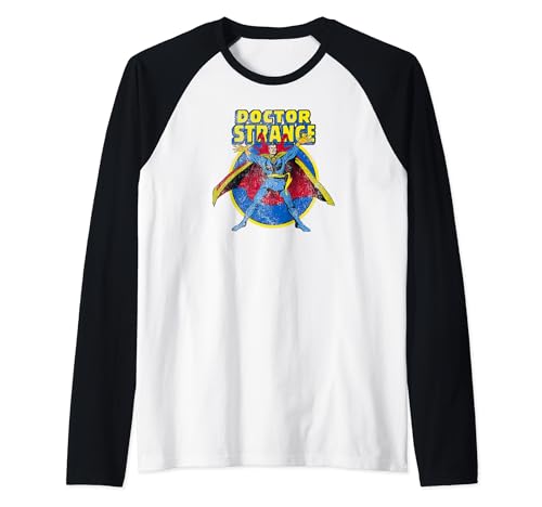 T-shirt Doctor Strange de style raglan avec un motif bicolore rétro