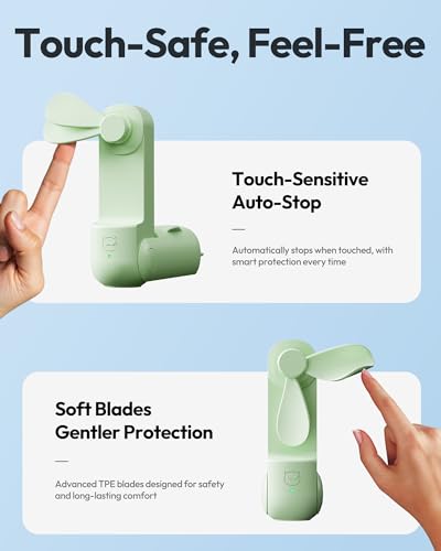Image of Gaiatop Portable Handheld Fan, 3 in 1 Mini Fan Handheld [17h Max Cooling], Foldable Personal Fans Pocket Design, USB Travel Fans Portable, Lash Trip Summer Essential Cute Gifts for Women Girl, Green