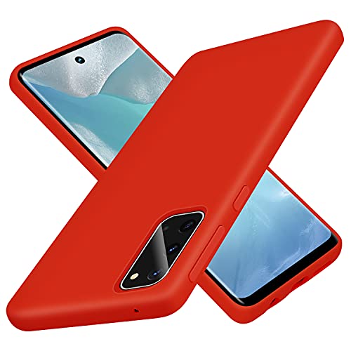 Coque Samsung S20 anti-choc silicone liquide rouge avec doublure microfibre anti-rayures