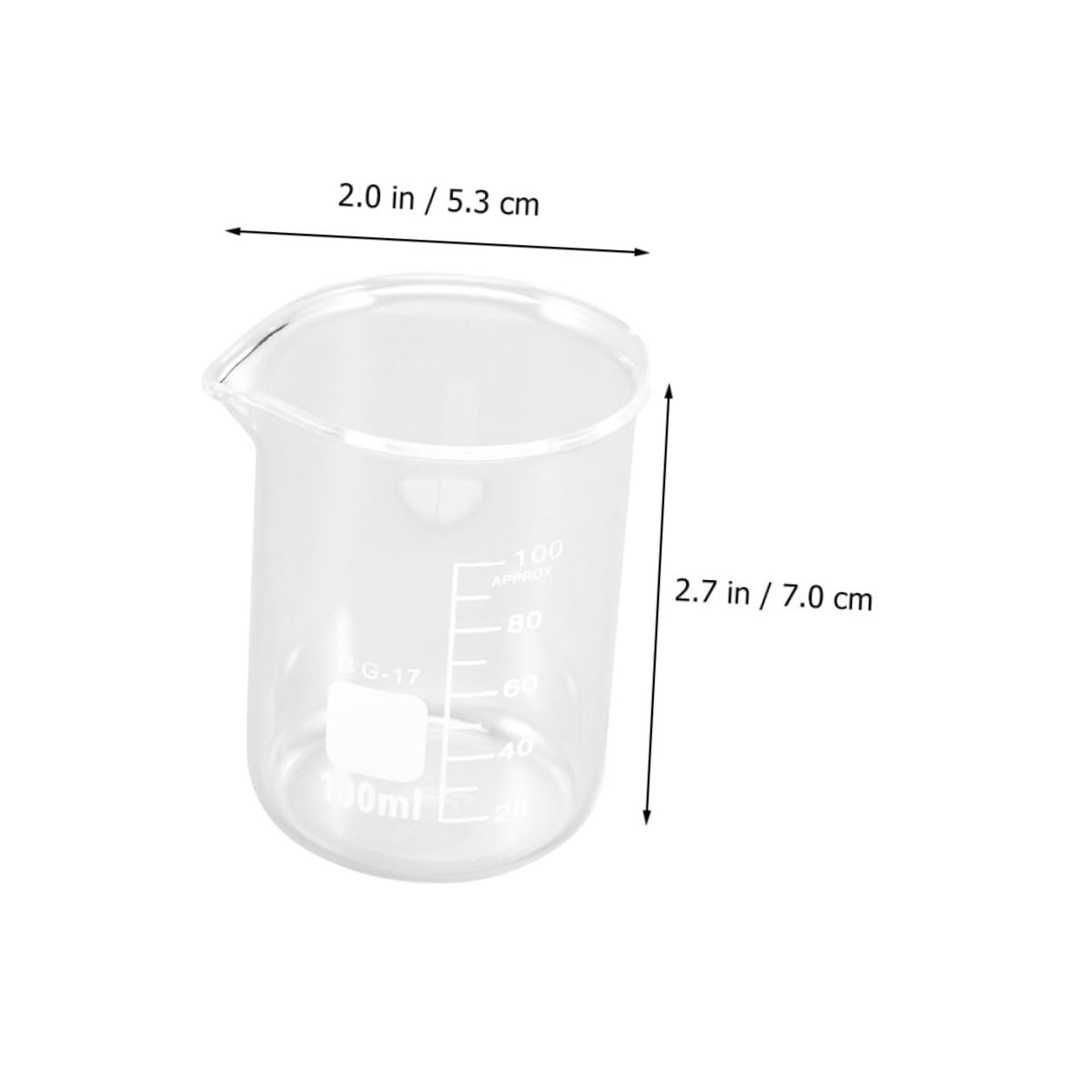 VANZACK Set di 10 Bicchieri di Vetro Graduati da 100ml per Laboratorio, Tazze di Misurazione Scala Chiara e Superficie Antiaderente, per Esperimenti Scientifici