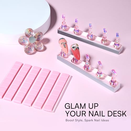 Image of Makartt Nail Stand for Press On: Nails Display Holder Holo Pink