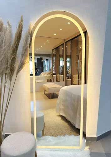 Espelho de Parede LED semi oval, 170x70cm, Iluminação Integrada 220v Corpo Inteiro de Luxo (Luz Amrela 3000k,)