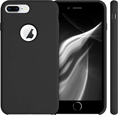 Image of VONZEE Liquid Silicone Soft Back Cover for iPhone 7 Plus Case, Shockproof Slim Camera & Full Body Protection Non Yellowing Cover with Microfiber Lining & Logo Cut (5.5 Inch) -Black