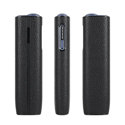 VANSUKY Schutzhülle für IQOS ILUMA i ONE Passgenaues Case aus genarbtem PU-Leder stoß- & kratzfest rutschfest schlankes Design in Rot/Schwarz/Grün/Blau/Orange (Schwarz)