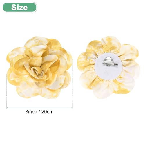 Image of M METERXITY Extra Large Rose Flower Brooches, Lapel Pins Dainty Satin Fabric Big Camellia Oversized Brooch Pin for Women