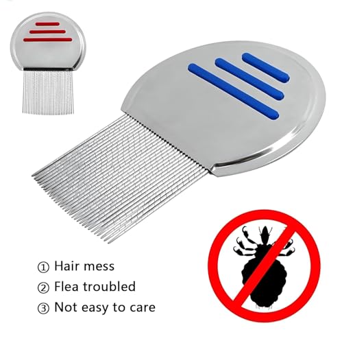 Image of 2-Piece Stainless Steel Lice Egg and Lice Comb for Men & Women | Nit Removal Comb with Long Handle lice com - (Pack of 2)
