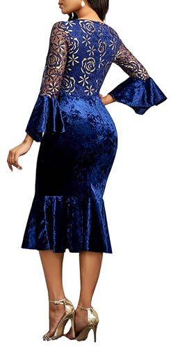 Image of Midi Lace Dress for Women Bodycon Dress Church Cocktail Party Clothes