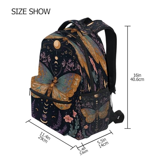Butterfly Moon Sun Backpack for School Boys Girls Adults Kids Bookbag Laptop Bag 18L4
