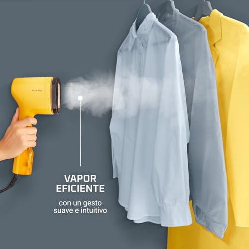 Rowenta Pure Pop - Cepillo de vapor de 1300 W con salida de vapor de hasta 20 gr/min que plancha y purifica, elimina pelusas y pelo, cabezales reversibles, diseño para viaje, color amarillo, DR2026 - imagen 5