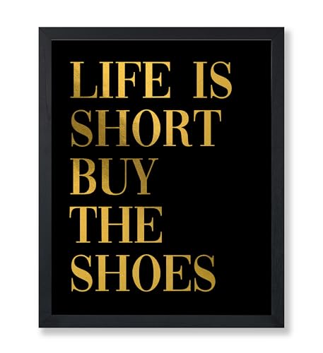 Image of Poster Master Life is Short Buy The Shoes Poster - Fashion Print - Positive Quote Art - Trendy Art - Gift for Women & Fashionista - Funny Wall Decor for Bedroom or Girls Room - 11x14 UNFRAMED Wall Art