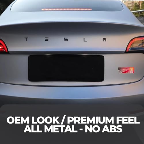 Image of Metal T Logo Tesla Letters Performance Ludicrous Emblem Decal Sticker Front Rear Tailgate in Matte Black for Tesla Model 3 Highland Model Y Juniper (Juniper Performance)