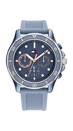 Tommy Hilfiger Women's Quartz 1782571 Ionic Plated Ice Blue Steel Case And Silicone Strap Watch, Color: Blue #TOP17