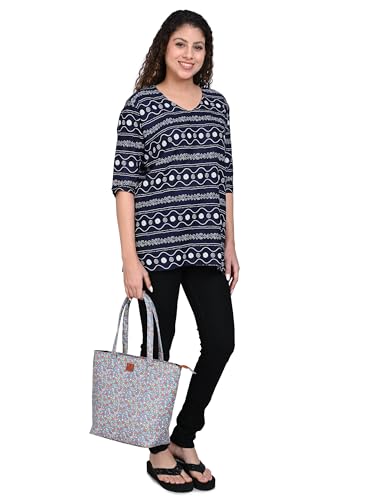 Image of OFEEFAN Women's Rayon Printed Short Kurtis - Pack of 2 | Ethnic Wear for Women | Regular Fit Comfortable Kurtas for Casual
