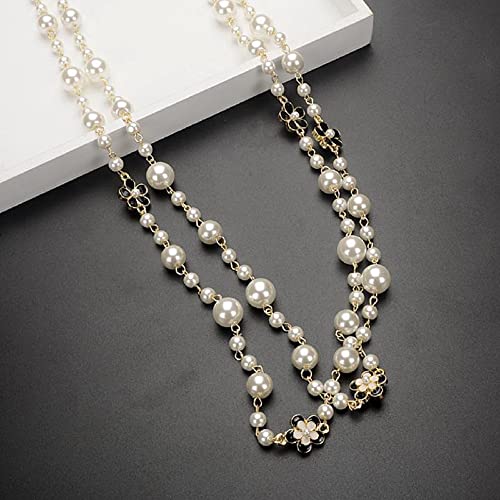 Fashion Design Chic Long Imitation Pearl Clover Flower Strand Necklace for Women3