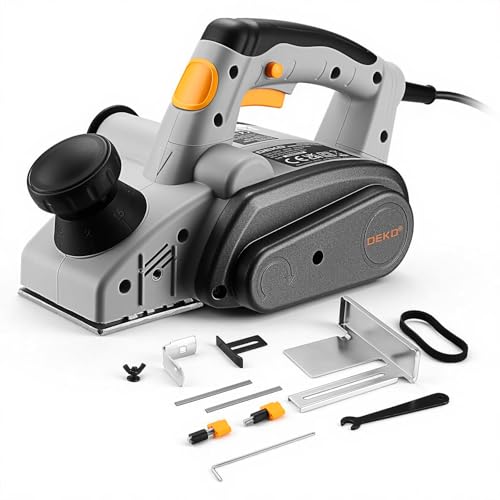 DEKOPRO Rabot Electrique 800W Largeur de Rabot 82 mm, Raboteuse Bois 16000 RPM Profondeur de Rabotage 3 mm, pour le Bricolage et le Travail du Bois