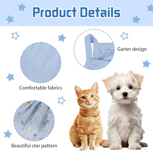 Tutu-Kleid für Hunde und Katzen, Sommer, Tüll, Slip-Spitzenkleid, niedlicher Welpe, Glitzerstern, Rock, Haustier-Partykleidung für kleine, mittelgroße Katzen, Hunde (blau, groß)