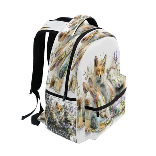 Rabbit Fox Hedgehog Watercolor Backpack for School Boys Girls Adults Kids Bookbag Laptop Bag 18L2