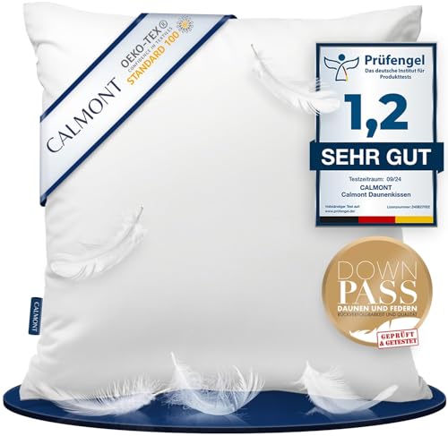 CALMONT 3-Kammer Daunenkissen 80x80 I Für Allergiker geeignet I...