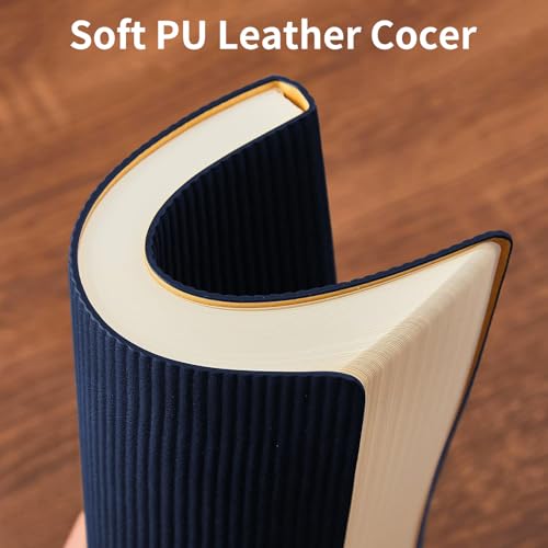 Image of Lined Journal Notebook for Work College Ruled Note Book 7.2 inchx9.6 inch B5 PU Leather Daily Journaling 160 Pages for Women Men Writing Home School Supplies Business (Dark Blue)