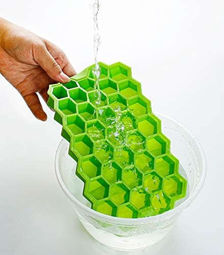 Sooyee Ice Cube Trays with Lids, 2 Pack Silicone Ice Cube Molds with Lid Flexible 74-Ice Trays BPA Free, for Whiskey, Cocktail, Stackable Flexible Safe Ice Cube Molds