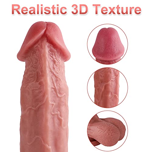 Realistic Dildos Feels Like Real Skin With Full Shaped Balls, Soft And Flexible Double Layer Silicone Dildo With Suction Cup For Hands-Free Play, 8.2 Inch G Spot Penis Adult Sex Toy For Women #TOP1