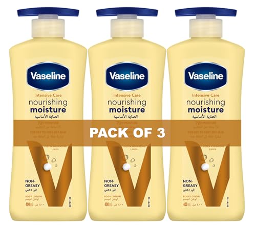 Vaseline Intensive Care Body Lotion for Dry to Very Dry Skin Nourishing Moisture 72hr Moisturising 3 x 400ml