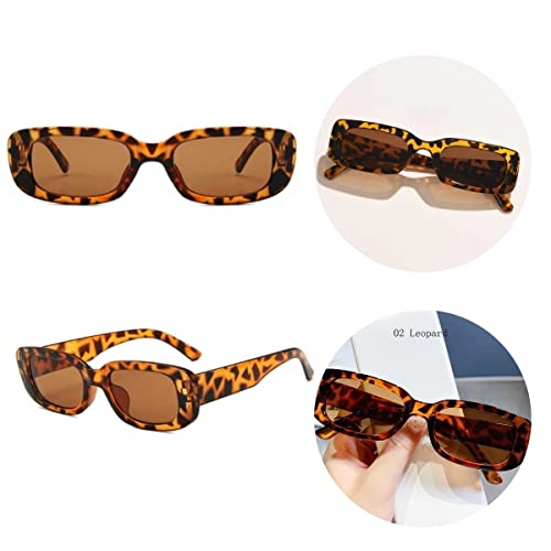 Óculos De Sol Vintage Retrô Blogueira Retangular Onça Lente Marrom Unissex Hype Rap Moda ONYK