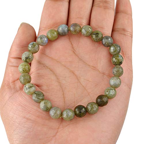 Image of Reiki Crystal Products Certified Natural Crystal Stone 8 mm Diamond Cut /Faceted Beads Bracelet for Men & Women | Reiki Charged Gemstone Bracelet | Multiple Crystal Variants Available