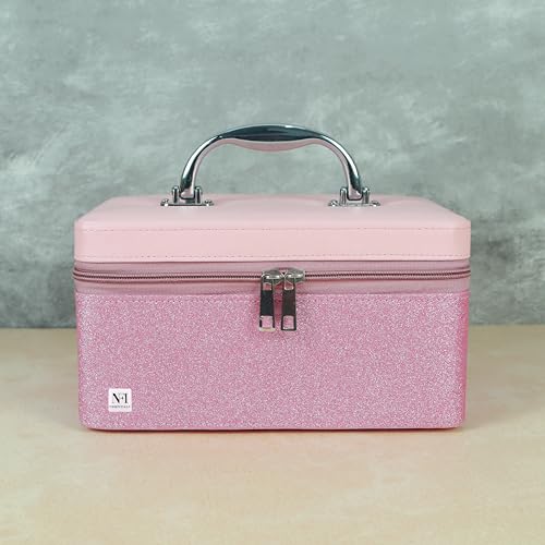 Image of NFI essentials Makeup Box, Cosmetic Organiser for Women, Vanity Box for Bridal, Large Capacity Case for Cosmetics, Skincare, Brushes & Lipsticks, Singardani Box for Home & Travel
