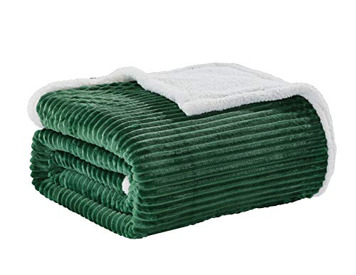 Noble House Soft Plush Reversible Corduroy/Sherpa Lined Oversized Bed Blanket For Bedroom Or Lounging On Couch, King, Green #TOP1