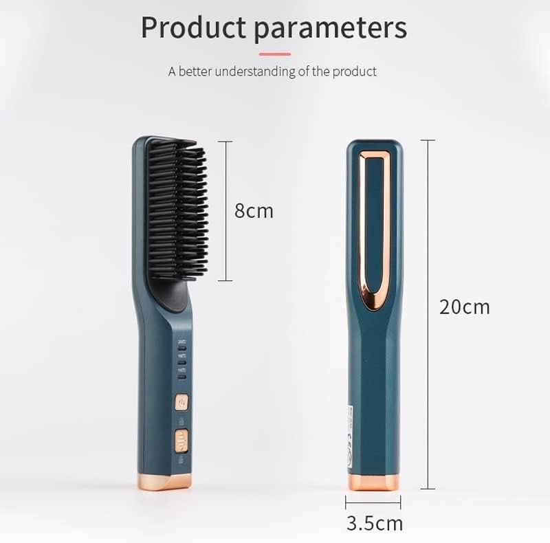 Plancha para el cabello inalámbrica y portátil con cepillo calentador, control de temperatura de tres niveles (160°C, 180°C, 200°C), batería recargable USB, color púrpura miniatura 6