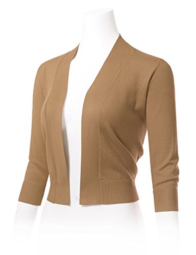 Image of Allsense Women's 3 /4 Sleeve Cropped Shrug Cardigan | Classic Bolero, Open-Front, Lightweight Soft Fine Knit Cover Up