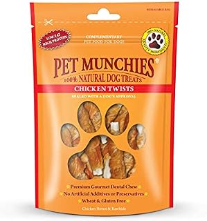 Pet Munchies Chicken Twists Dog Treats, Premium Grain Free Dental Sticks with Natural Real Meat, Low in Fat and High in Protein 80g