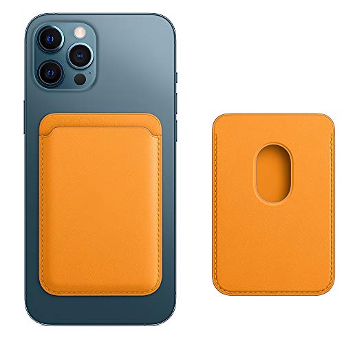 KENBU Leather Wallet Compatible with iPhone 12 Mini/Pro/Max,RFID Card Holder with MagSafe Magnet,Max 2 Cards?California Poppy?