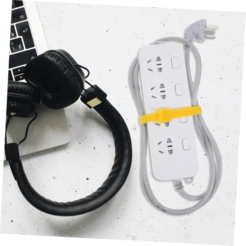100 piezas Bridas de Gancho y Bucle para Cables, Organizador de Cables Resistente de Nylon Amarillo para Hogar, Oficina y Lugar de Trabajo miniatura 6