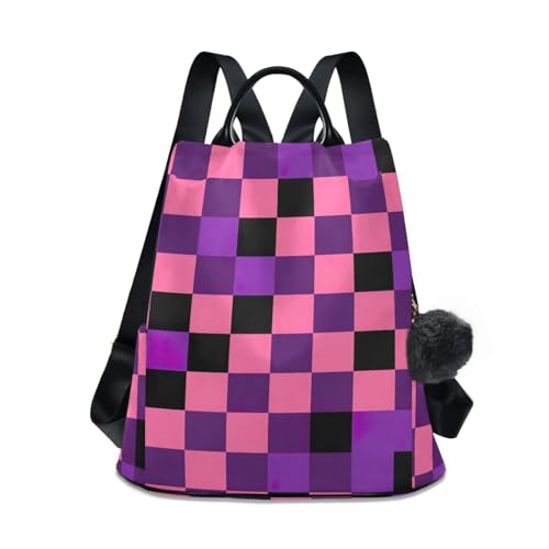 Sac à dos de mode florale pour femme aux finitions soignées imprimé carreaux violets