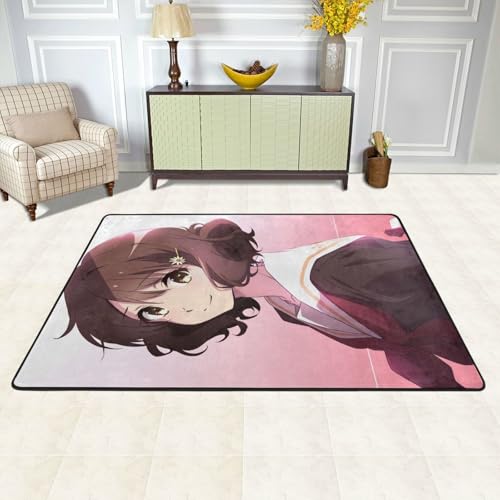 カーペット 響け!ユーフォニアム 黄前 久美子 バスマット 長方形 大判 人気 おしゃれ 可愛い 防ダニ 抗菌 防臭 吸水 滑り止め ふわふわ 柔らかい肌触り 絨毯 室内装飾 床保護マット 玄関 キッチン リビング 浴室 洗面所 家庭用 洗える オールシー