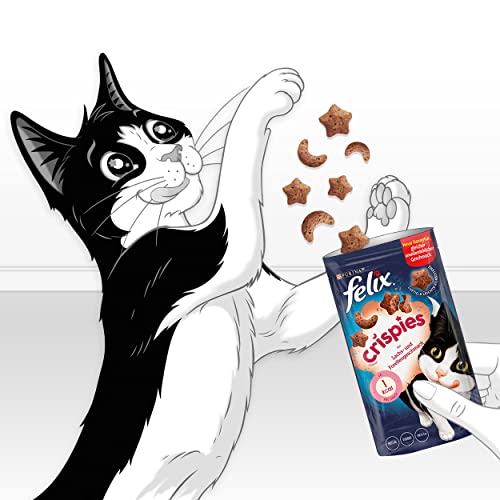 Felix Crispies Katzensnack, Knusper-Leckerlie mit Lachs-und Forellengeschmack, 8er Pack (8 x 45g)