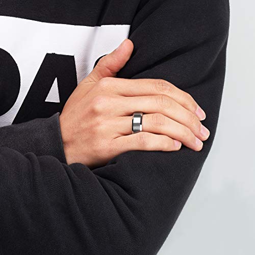 King Will BASIC Unisex 8mm Tungsten Carbide Matte Polished Finish Wedding Engagement Band Ring 9.5