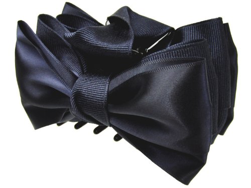 haclm413nndbl ヘアアクセサリー 髪飾り (リトルムーン) バンスクリップ リトルムーンアクトレスリボン ネイビーブルー [ジュエリー]