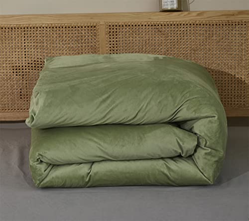 Houseri Velvet Sage Green Comforter Set Full Light Green Fluffy Comforter Bedding Sets Full Teen Girls Boys Dorm Solid Green Fuzzy Sherpa Comforter Full Size Grass Green Flannel Plush Bedding Full #TOP4