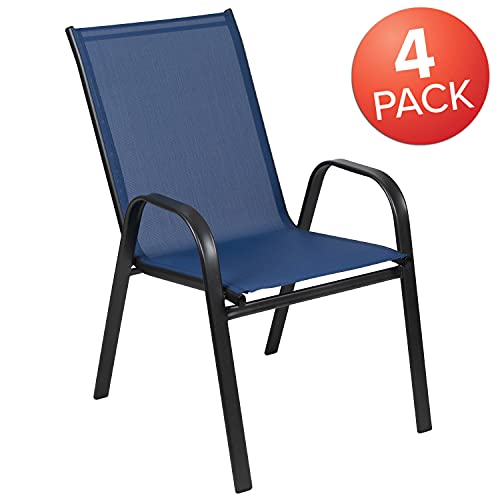Flash Furniture 4-JJ-303C-NV-GG Brazos Series Outdoor Stackable Patio Chairs thumb #3