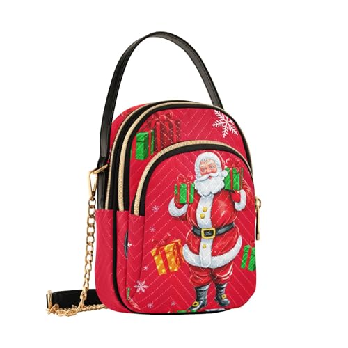 Cute Santa Claus Red Women's Shoulder Purses Funny Chain Strap Wallet Phone Purse Quilted Zipper Lady Crossbody Bag2