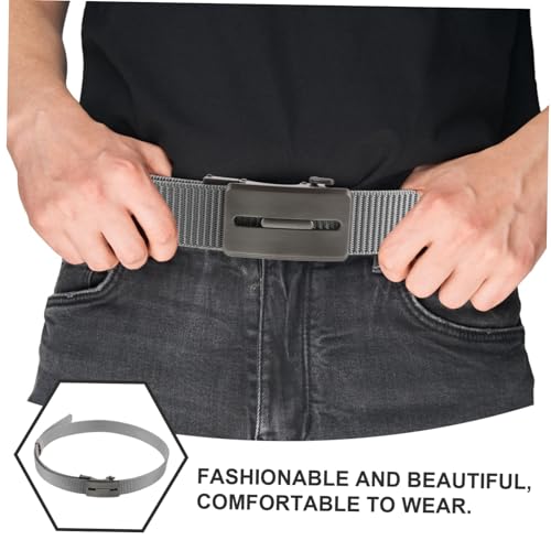 Men's Adjustable Nylon Ratchet Belt Casual Web Belt for Jeans Automatic Buckle Grey3