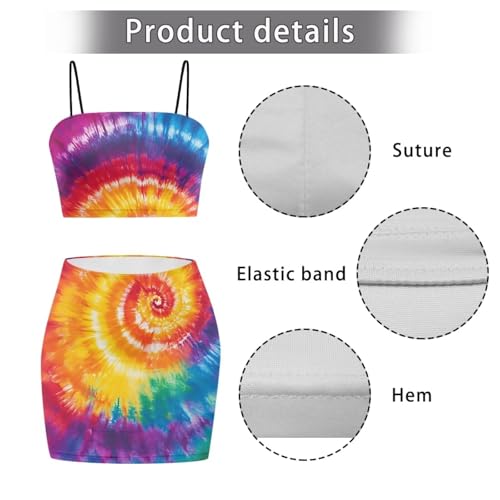Image of Biyejit Women's 2 Piece Summer Outfits Spaghetti Strap Crop Tops and Bodycon Mini Skirt Dress Set Plus Size S-4XL