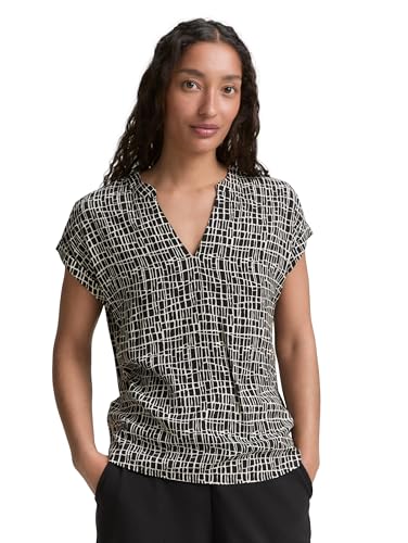 TOM TAILOR Damen 1046212 Bluse, 38117-Abstract Black Grid Design, 44